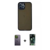MARSİLYAN™- iPhone 12 Pro Kılıf Ahenk Çizgi Serisi - Şeffaf 360 Full Body Arka Koruyucu + Neon Fosforlu Kamera Lens - YL