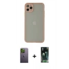 MARSİLYAN™- iPhone 12 Pro Kılıf Ahenk Çizgi Serisi - Şeffaf 360 Full Body Arka Koruyucu + Neon Fosforlu Kamera Lens - YL