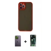 MARSİLYAN™- iPhone 12 Pro Kılıf Ahenk Çizgi Serisi - Şeffaf 360 Full Body Arka Koruyucu + Neon Fosforlu Kamera Lens - YL