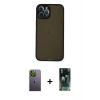 MARSİLYAN™- iPhone 12 Pro Kılıf Ahenk Çizgi Serisi - Şeffaf 360 Full Body Arka Koruyucu + Neon Fosforlu Kamera Lens - YL