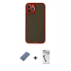 MARSİLYAN™- iPhone 12 Pro Kılıf Ahenk Çizgi Serisi - Şeffaf Uv Polymer Nano Ekran Koruyucu + Metal Kamera Lens Koruma Cam - AKYL