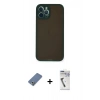 MARSİLYAN™- iPhone 12 Pro Kılıf Ahenk Çizgi Serisi - Şeffaf Uv Polymer Nano Ekran Koruyucu + Metal Kamera Lens Koruma Cam - AKYL