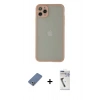 MARSİLYAN™- iPhone 12 Pro Kılıf Ahenk Çizgi Serisi - Şeffaf Uv Polymer Nano Ekran Koruyucu + Metal Kamera Lens Koruma Cam - AKYL