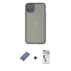 MARSİLYAN™- iPhone 12 Pro Kılıf Ahenk Çizgi Serisi - Şeffaf Uv Polymer Nano Ekran Koruyucu + Metal Kamera Lens Koruma Cam - AKYL