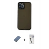 MARSİLYAN™- iPhone 12 Pro Kılıf Ahenk Çizgi Serisi - Şeffaf Uv Polymer Nano Ekran Koruyucu + Metal Kamera Lens Koruma Cam - AKYL