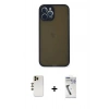 MARSİLYAN™- iPhone 12 Pro Kılıf Ahenk Çizgi Serisi - Şeffaf Uv Polymer Nano Ekran Koruyucu + Shine Kamera Lens - GD