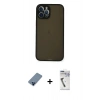 MARSİLYAN™- iPhone 12 Pro Kılıf Ahenk Çizgi Serisi - Şeffaf Uv Polymer Nano Ekran Koruyucu + Metal Kamera Lens Koruma Cam - MI