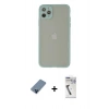 MARSİLYAN™- iPhone 12 Pro Kılıf Ahenk Çizgi Serisi - Şeffaf Uv Polymer Nano Ekran Koruyucu + Metal Kamera Lens Koruma Cam - MI