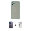 MARSİLYAN™- iPhone 12 Pro Kılıf Ahenk Çizgi Serisi - Şeffaf Uv Polymer Nano Ekran Koruyucu + Neon Fosforlu Kamera Lens - MI
