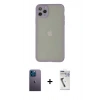 MARSİLYAN™- iPhone 12 Pro Kılıf Ahenk Çizgi Serisi - Şeffaf Uv Polymer Nano Ekran Koruyucu + Neon Fosforlu Kamera Lens - MI