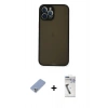 MARSİLYAN™- iPhone 12 Pro Kılıf Ahenk Çizgi Serisi - Şeffaf Uv Polymer Nano Ekran Koruyucu + Metal Kamera Lens Koruma Cam - KUYL