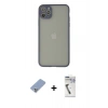 MARSİLYAN™- iPhone 12 Pro Kılıf Ahenk Çizgi Serisi - Şeffaf Uv Polymer Nano Ekran Koruyucu + Metal Kamera Lens Koruma Cam - KUYL
