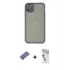 MARSİLYAN™- iPhone 12 Pro Kılıf Ahenk Çizgi Serisi - Şeffaf Uv Polymer Nano Ekran Koruyucu + Metal Kamera Lens Koruma Cam - GD