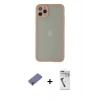 MARSİLYAN™- iPhone 12 Pro Kılıf Ahenk Çizgi Serisi - Şeffaf Uv Polymer Nano Ekran Koruyucu + Metal Kamera Lens Koruma Cam - GD