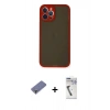 MARSİLYAN™- iPhone 12 Pro Kılıf Ahenk Çizgi Serisi - Şeffaf Uv Polymer Nano Ekran Koruyucu + Metal Kamera Lens Koruma Cam - GD