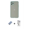 MARSİLYAN™- iPhone 12 Pro Kılıf Ahenk Çizgi Serisi - Şeffaf Uv Polymer Nano Ekran Koruyucu + Metal Kamera Lens Koruma Cam - KUYL