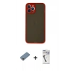 MARSİLYAN™- iPhone 12 Pro Kılıf Ahenk Çizgi Serisi - Şeffaf Uv Polymer Nano Ekran Koruyucu + Metal Kamera Lens Koruma Cam - MR