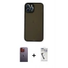 MARSİLYAN™- iPhone 12 Pro Kılıf Ahenk Çizgi Serisi - Şeffaf Uv Polymer Nano Ekran Koruyucu + Neon Fosforlu Kamera Lens - TU