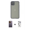 MARSİLYAN™- iPhone 12 Pro Kılıf Ahenk Çizgi Serisi - Şeffaf Uv Polymer Nano Ekran Koruyucu + Neon Fosforlu Kamera Lens - SI