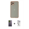 MARSİLYAN™- iPhone 12 Pro Kılıf Ahenk Çizgi Serisi - Şeffaf Uv Polymer Nano Ekran Koruyucu + Neon Fosforlu Kamera Lens - YL