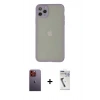 MARSİLYAN™- iPhone 12 Pro Kılıf Ahenk Çizgi Serisi - Şeffaf Uv Polymer Nano Ekran Koruyucu + Neon Fosforlu Kamera Lens - TU