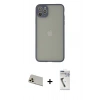MARSİLYAN™- iPhone 12 Pro Kılıf Ahenk Çizgi Serisi - Şeffaf Uv Polymer Nano Ekran Koruyucu + Rainbow Kamera Lens Koruma Cam - GD
