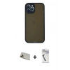 MARSİLYAN™- iPhone 12 Pro Kılıf Ahenk Çizgi Serisi - Şeffaf Uv Polymer Nano Ekran Koruyucu + Rainbow Kamera Lens Koruma Cam - GD