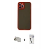 MARSİLYAN™- iPhone 12 Pro Kılıf Ahenk Çizgi Serisi - Şeffaf Uv Polymer Nano Ekran Koruyucu + Rainbow Kamera Lens Koruma Cam - GD