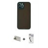 MARSİLYAN™- iPhone 12 Pro Kılıf Ahenk Çizgi Serisi - Şeffaf Uv Polymer Nano Ekran Koruyucu + Rainbow Kamera Lens Koruma Cam - GD