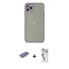 MARSİLYAN™- iPhone 12 Pro Kılıf Ahenk Çizgi Serisi - Şeffaf Uv Polymer Nano Ekran Koruyucu + Renkli Kamera Lens Koruma Cam - TU