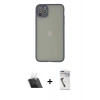 MARSİLYAN™- iPhone 12 Pro Kılıf Ahenk Çizgi Serisi - Şeffaf Uv Polymer Nano Ekran Koruyucu + Kamera Lens Koruma Cam - SF