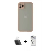 MARSİLYAN™- iPhone 12 Pro Kılıf Ahenk Çizgi Serisi - Şeffaf Uv Polymer Nano Ekran Koruyucu + Kamera Lens Koruma Cam - SF