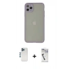 MARSİLYAN™- iPhone 12 Pro Kılıf Ahenk Çizgi Serisi - Şeffaf Uv Polymer Nano Ekran Koruyucu + Shine Kamera Lens - MI