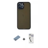MARSİLYAN™- iPhone 12 Pro Kılıf Ahenk Çizgi Serisi - Şeffaf Uv Polymer Nano Ekran Koruyucu + Shine Kamera Lens Koruma Cam - GS