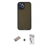 MARSİLYAN™- iPhone 12 Pro Kılıf Ahenk Çizgi Serisi - Şeffaf Uv Polymer Nano Ekran Koruyucu + Shine Kamera Lens Koruma Cam - SABE