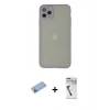 MARSİLYAN™- iPhone 12 Pro Kılıf Ahenk Çizgi Serisi - Şeffaf Uv Polymer Nano Ekran Koruyucu + Shine Kamera Lens Koruma Cam - MI