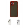 MARSİLYAN™- iPhone 12 Pro Kılıf Ahenk Çizgi Serisi - Şeffaf Uv Polymer Nano Ekran Koruyucu + Shine Kamera Lens - GD