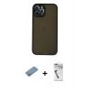 MARSİLYAN™- iPhone 12 Pro Kılıf Ahenk Çizgi Serisi - Şeffaf Uv Polymer Nano Ekran Koruyucu + Shine Kamera Lens Koruma Cam - GS
