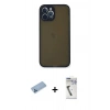 MARSİLYAN™- iPhone 12 Pro Kılıf Ahenk Çizgi Serisi - Şeffaf Uv Polymer Nano Ekran Koruyucu + Shine Kamera Lens Koruma Cam - MI