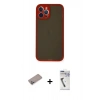 MARSİLYAN™- iPhone 12 Pro Kılıf Ahenk Çizgi Serisi - Şeffaf Uv Polymer Nano Ekran Koruyucu + Shine Kamera Lens Koruma Cam - SABE