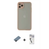 MARSİLYAN™- iPhone 12 Pro Kılıf Ahenk Çizgi Serisi - Şeffaf Uv Polymer Nano Ekran Koruyucu + Shine Kamera Lens Koruma Cam - SH
