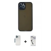 MARSİLYAN™- iPhone 12 Pro Kılıf Ahenk Çizgi Serisi - Şeffaf Uv Polymer Nano Ekran Koruyucu + Shine Kamera Lens - MI