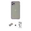 MARSİLYAN™- iPhone 12 Pro Kılıf Ahenk Çizgi Serisi - Şeffaf Uv Polymer Nano Ekran Koruyucu + Shine Kamera Lens Koruma Cam - SABE