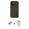 MARSİLYAN™- iPhone 12 Pro Kılıf Ahenk Çizgi Serisi - Şeffaf Uv Polymer Nano Ekran Koruyucu + Shine Kamera Lens Koruma Cam - SABE