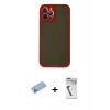 MARSİLYAN™- iPhone 12 Pro Kılıf Ahenk Çizgi Serisi - Şeffaf Uv Polymer Nano Ekran Koruyucu + Shine Kamera Lens Koruma Cam - MI