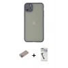 MARSİLYAN™- iPhone 12 Pro Kılıf Ahenk Çizgi Serisi - Şeffaf Uv Polymer Nano Ekran Koruyucu + Shine Kamera Lens Koruma Cam - SABE