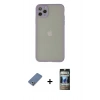 MARSİLYAN™- iPhone 12 Pro Kılıf Ahenk Çizgi Serisi - Siyah 34D Hayalet Izgaralı Cam + Metal Kamera Lens Koruma Cam - AKYL