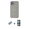 MARSİLYAN™- iPhone 12 Pro Kılıf Ahenk Çizgi Serisi - Siyah 34D Hayalet Izgaralı Cam + Shine Kamera Lens Koruma Cam - GI