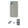 MARSİLYAN™- iPhone 12 Pro Kılıf Ahenk Çizgi Serisi - Siyah 34D Hayalet Izgaralı Cam + Shine Kamera Lens Koruma Cam - GI