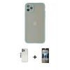MARSİLYAN™- iPhone 12 Pro Kılıf Ahenk Çizgi Serisi - Siyah 34D Hayalet Izgaralı Cam + Shine Kamera Lens - GS